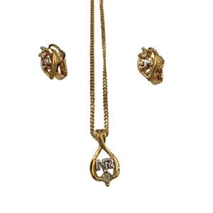 Nina Ricci Necklace nad Earrings Set NR Rhinestone